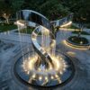 Stainless Steel Water-Flow Light Sculpture