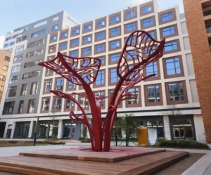 BG (5) Red Branch Tree Abstract Sculpture Outdoor Installation