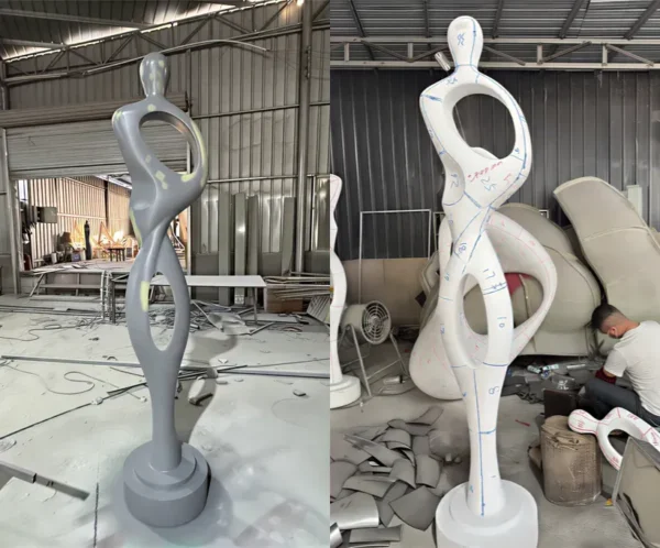 CE (2) Abstract Human Figure Metal Sculpture Installation Art