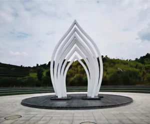 OPF112 (1) Modern Minimal White Arch Steel Sculpture Outdoor
