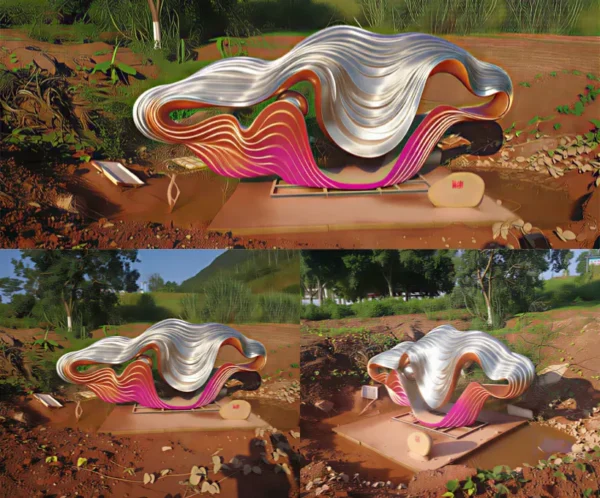PK (3) Colorful Wavy Abstract Garden Sculpture Installation Art