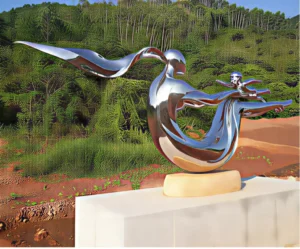 QQ (3) Dynamic Human Stainless Steel Sculpture Outdoor Art