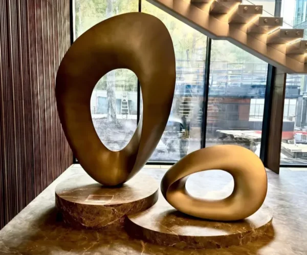 TGH (4) Modern Gold Abstract Loop Sculpture Art Set