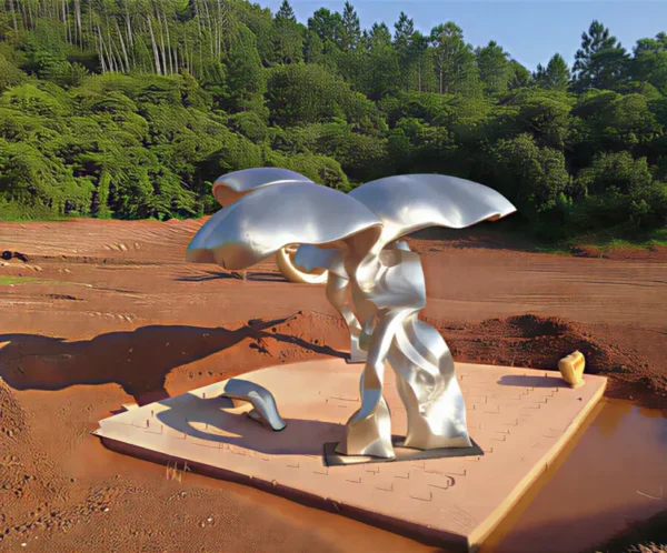 TK (4) Abstract Mushroom Stainless Steel Sculpture Outdoor