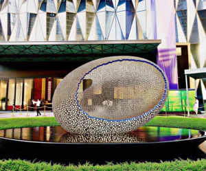 TT (5) Perforated Stainless Steel Egg Sculpture Outdoor Art