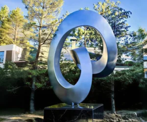 VY (3) Modern Stainless Steel Loop Ring Sculpture Outdoor