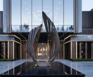wert (1) Modern Leaf Stainless Steel Sculpture Design