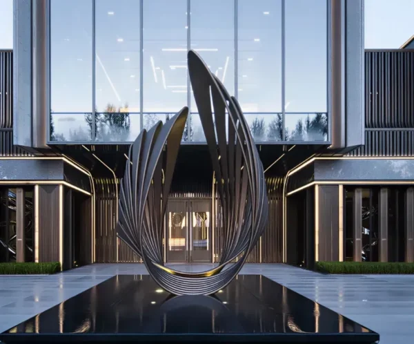 wert (1) Modern Leaf Stainless Steel Sculpture Design
