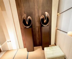 Twin Bronze Abstract Sculpture Interior Installation Set